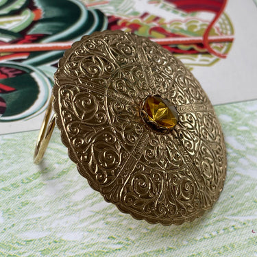 Gold Amber Rhinestone Scarf Clip Accessory Bloomers and Frocks